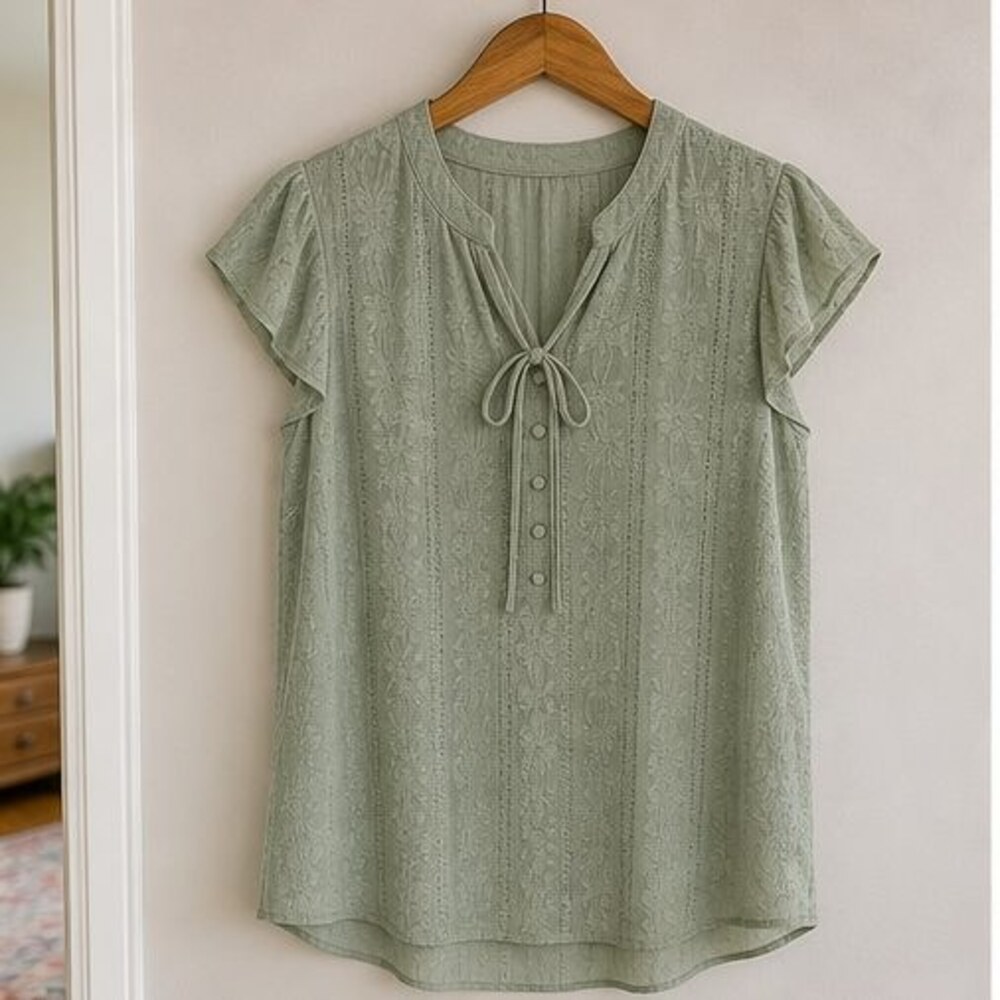 Sage Tie Neck Blouse